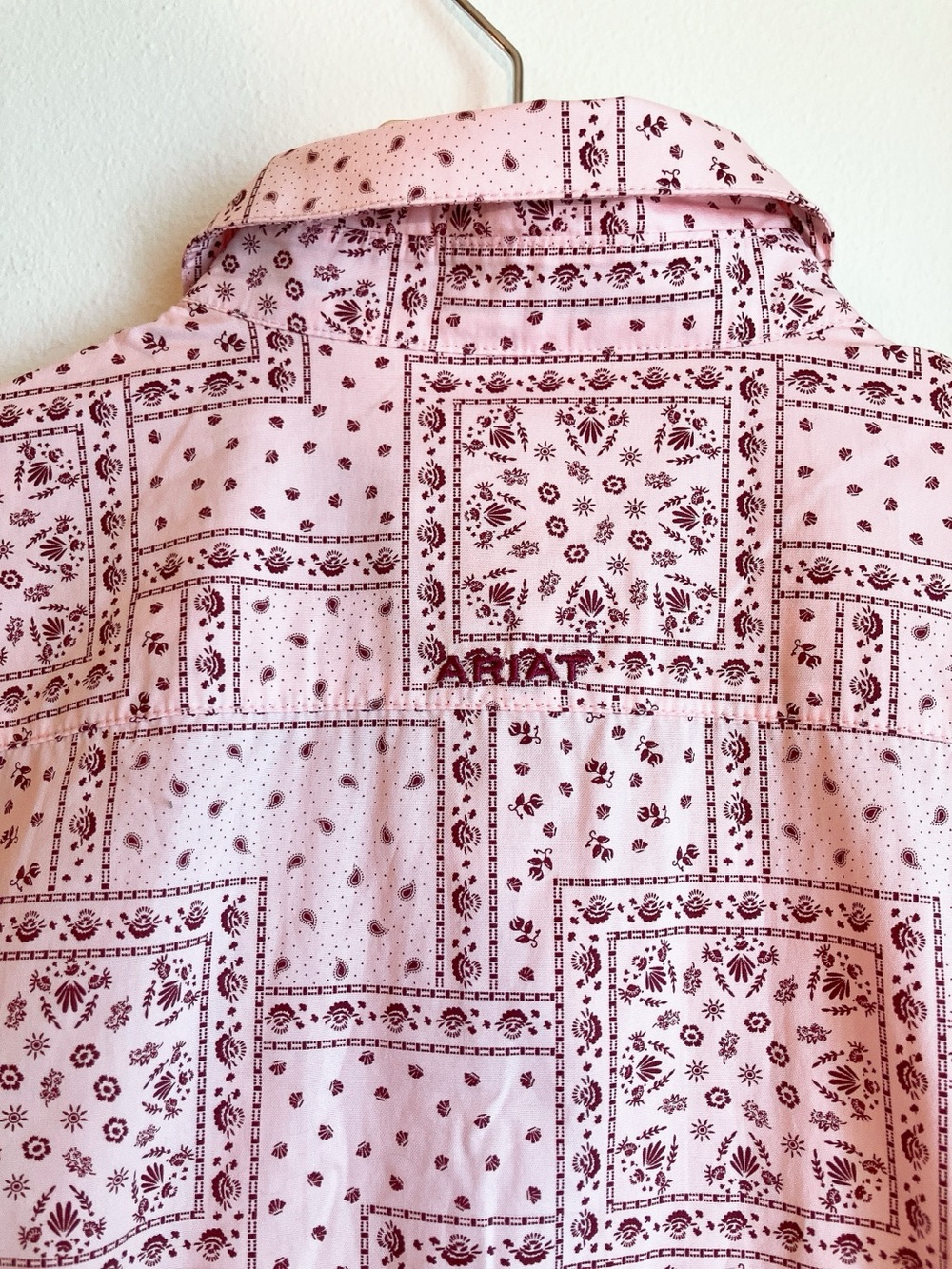 Ariat Longsleeve Button-Down Cotton Shirt Western Paisley Patchwork Print Medium - Picture 7 of 10
